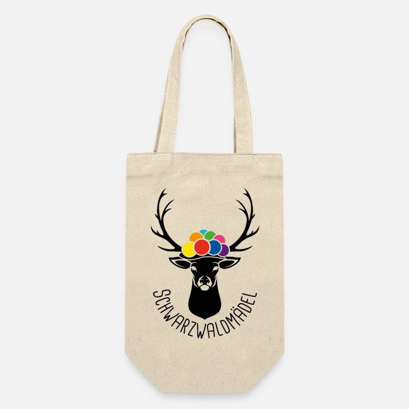Hirsch Schwarzwaldmädel schwarz - Geschenkbeutel für Flaschen - Natur