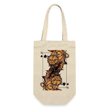 Tiger Steampunk Kartenspiel Pik Queen Poker - Geschenkbeutel für Flaschen - Natur - Vorne