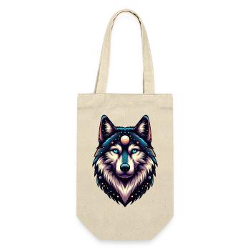 Spiritueller Wolf - Geschenkbeutel für Flaschen - Natur - Vorne