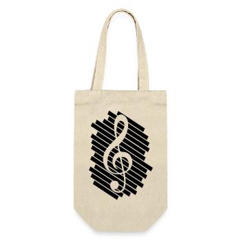 Musik Notenschlüssel Note Melodie Musiknote Audio - Geschenkbeutel für Flaschen - Natur - Vorne