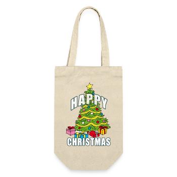HAPPY CHRISTMAS | Christmas tree - Gift Bag for Bottles - nature - Front