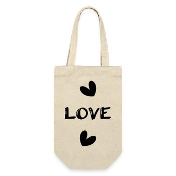LIEBE. PAAR. GERADE VERHEIRATET. Junggesellinnenabschied. VALENTINSTAG. - Geschenkbeutel für Flaschen - Natur - Vorne