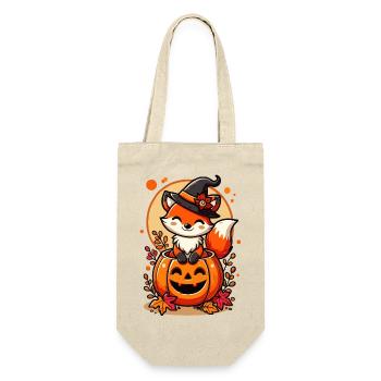 Halloween-Fuchs im Kürbis:Süßer Gruselspaß - Geschenkbeutel für Flaschen - Natur - Vorne