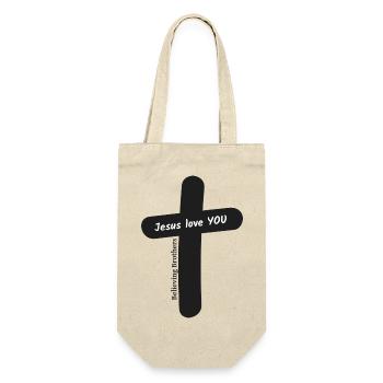 BT. Jesus love YOU - Geschenkbeutel für Flaschen - Natur - Vorne