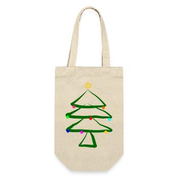 Weihnachtsbaum mit Stern - Geschenkbeutel für Flaschen - Natur - Vorne