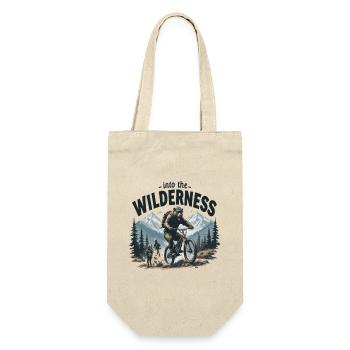 into the Wilderness - Grizzly on bike - Geschenkbeutel für Flaschen - Natur - Vorne