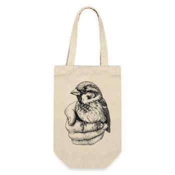 Spatz - Geschenkbeutel für Flaschen - Natur - Vorne