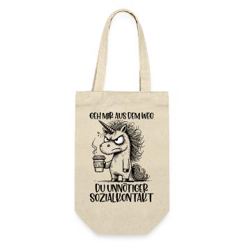 Geh mir aus dem Weg Du unnötiger Sozialkontakt - Geschenkbeutel für Flaschen - Natur - Vorne