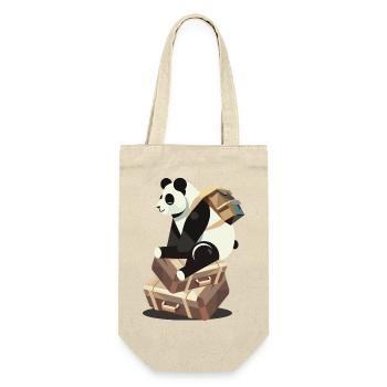 Panda sitting on suitcases, ready for new adventures - Gift Bag for Bottles - nature - Front