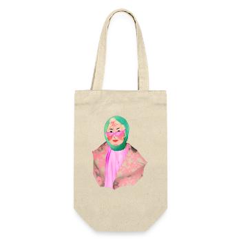 Lady in Pink - Geschenkbeutel für Flaschen - Natur - Vorne