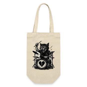Katze spielt Schlagzeug Punk Rock Music - Geschenkbeutel für Flaschen - Natur - Vorne