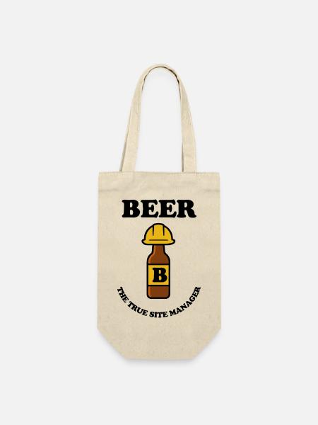 Beer bottle with construction helmet - Geschenkbeutel für Flaschen - Natur
