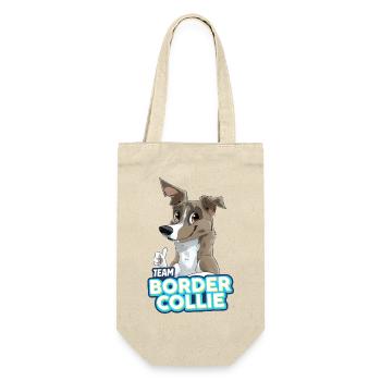 TEAM Border Collie Kurzhaar - Flieder - Geschenkbeutel für Flaschen - Natur - Vorne
