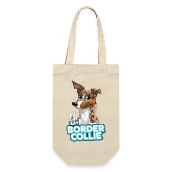 TEAM Border Collie Kurzhaar - MerleTri Rot - Geschenkbeutel für Flaschen - Natur - Vorne