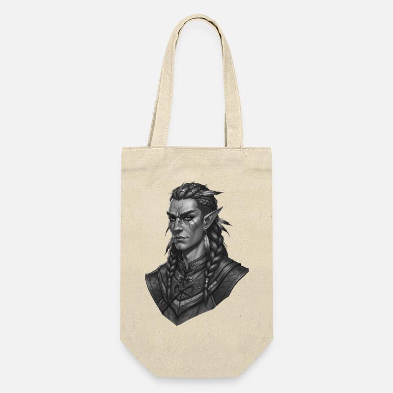 Elf Warrior Portrait in Black and White - Gift Bag for Bottles - nature