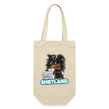 TEAM Shetland - Schwarz Trikolore - Geschenkbeutel für Flaschen - Natur - Vorne