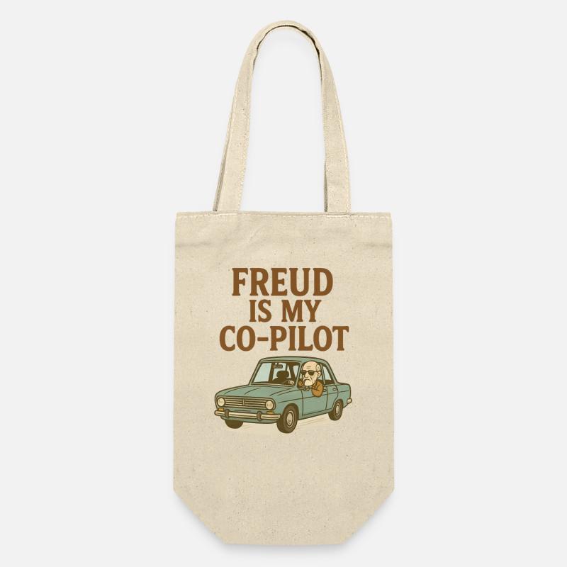 Freud ist mein Co-Pilot - Geschenkbeutel für Flaschen - Natur
