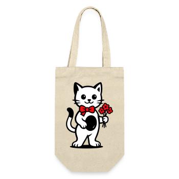 Kawaii cat lover with red ribbon - Gift Bag for Bottles - nature - Front