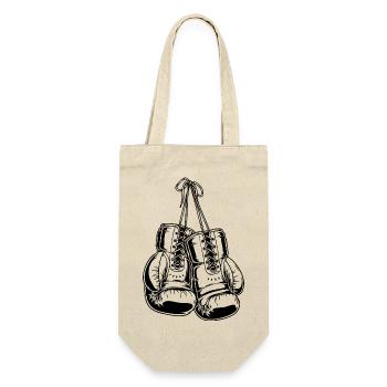 Boxhandschuhe auch als Boxclub Logo Design - Geschenkbeutel für Flaschen - Natur - Vorne