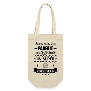 Super Volleyball Spieler Sport Beachvolleyball - Geschenkbeutel für Flaschen - Natur - Vorne