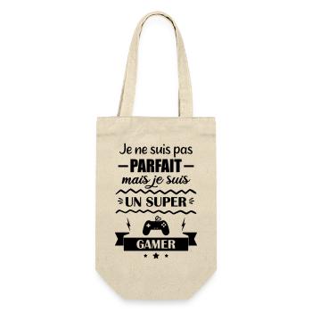 Super Gamer Gamer Videospiel Geek Gamer Gaming - Geschenkbeutel für Flaschen - Natur - Vorne