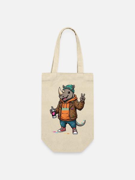 Rhino Streetwear Kunstspray - Geschenkbeutel für Flaschen - Natur