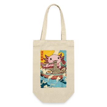 Axolotl isst Ramen Nudeln - Geschenkbeutel für Flaschen - Natur - Vorne