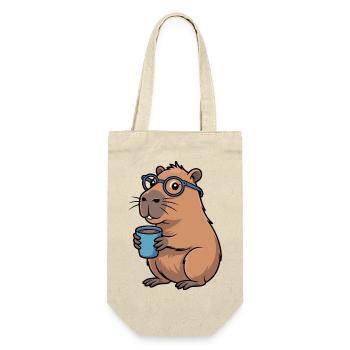 Coffee drinking capybara with glasses - Gift Bag for Bottles - nature - Front