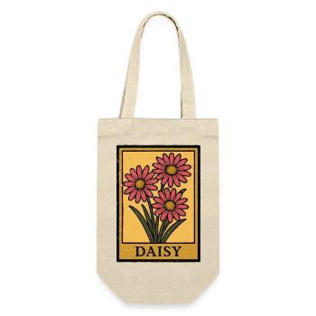 Daisy Trio Geblümter Rahmen - Geschenkbeutel für Flaschen - Natur - Vorne