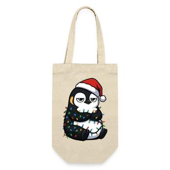 Mürrischer Pinguin Weihnachten Clumsy Santa Verhed - Geschenkbeutel für Flaschen - Natur - Vorne