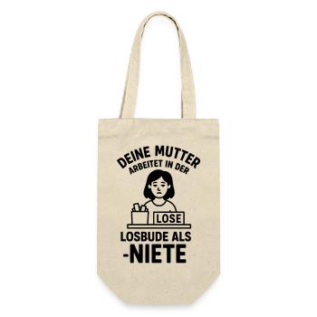 losbude deine mutter witz - Geschenkbeutel für Flaschen - Natur - Vorne