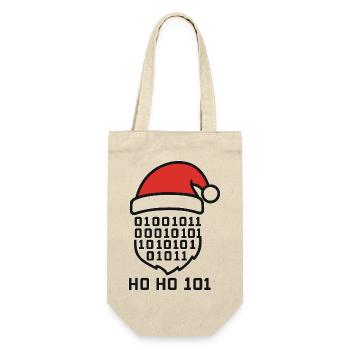 Weihnachtscode mit Santa Hut - Geschenkbeutel für Flaschen - Natur - Vorne