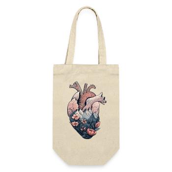 Anatomical heart with mountains and flowers - Gift Bag for Bottles - nature - Front