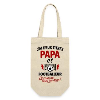 Papa Footballeur cadeau fête des pères Noël Foot - Sac à bouteille - nature - Devant