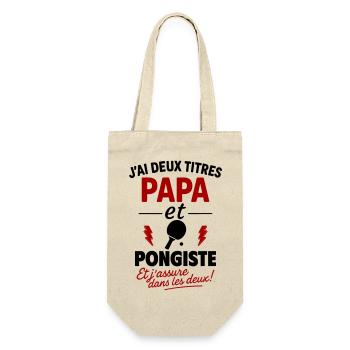 Papa Pongiste cadeau fête des pères Noël Ping Pong - Sac à bouteille - nature - Devant