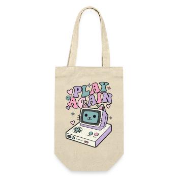 Play Again Katze Retro - Geschenkbeutel für Flaschen - Natur - Vorne