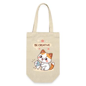 Kreative Kawaii-Katze - Geschenkbeutel für Flaschen - Natur - Vorne