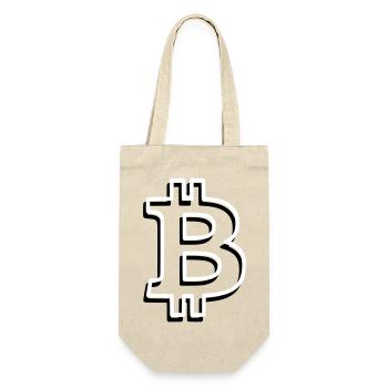 Bitcoin Logo Outline Neon Minimalistisch - Geschenkbeutel für Flaschen - Natur - Vorne