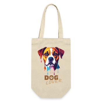 Hundeliebhaber / Dog lover - Geschenkbeutel für Flaschen - Natur - Vorne
