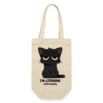 Mürrische Schwarze Katze | Null Bock Katzen Motiv - Geschenkbeutel für Flaschen - Natur - Vorne