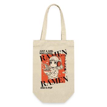 Nur ein Mädchen, das Ramen und K-Pop-Anime auf Koreanisch liebt - Geschenkbeutel für Flaschen - Natur - Vorne