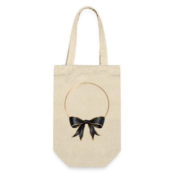 Circle Bow Black Gold - Gift Bag for Bottles - nature - Front