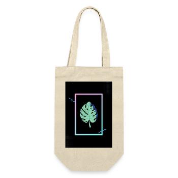 Monstera Neon Frame - Geschenkbeutel für Flaschen - Natur - Vorne