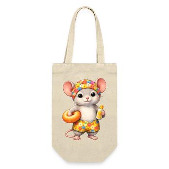 Süße Maus im Sommerurlaub  - Geschenkbeutel für Flaschen - Natur - Vorne
