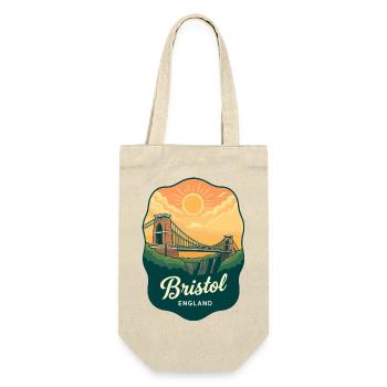 Bristol Clifton Bridge Vintage Sunset Abzeichen - Geschenkbeutel für Flaschen - Natur - Vorne