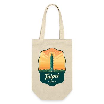 Taipei 101 Taiwan Vintage Sunset Reiseabzeichen - Geschenkbeutel für Flaschen - Natur - Vorne