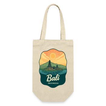 Bali Temple Vintage Sunset Reiseabzeichen - Geschenkbeutel für Flaschen - Natur - Vorne