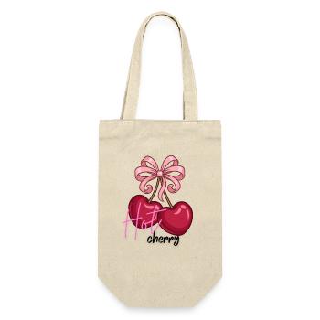 Cherry hearts with bow - Gift Bag for Bottles - nature - Front