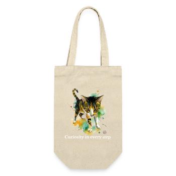 Curious Cat Watercolor Steps - Gift Bag for Bottles - nature - Front