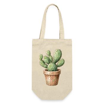 Kaktus Mosaik - Wüsten-Kunst für Pflanzenfans - Geschenkbeutel für Flaschen - Natur - Vorne